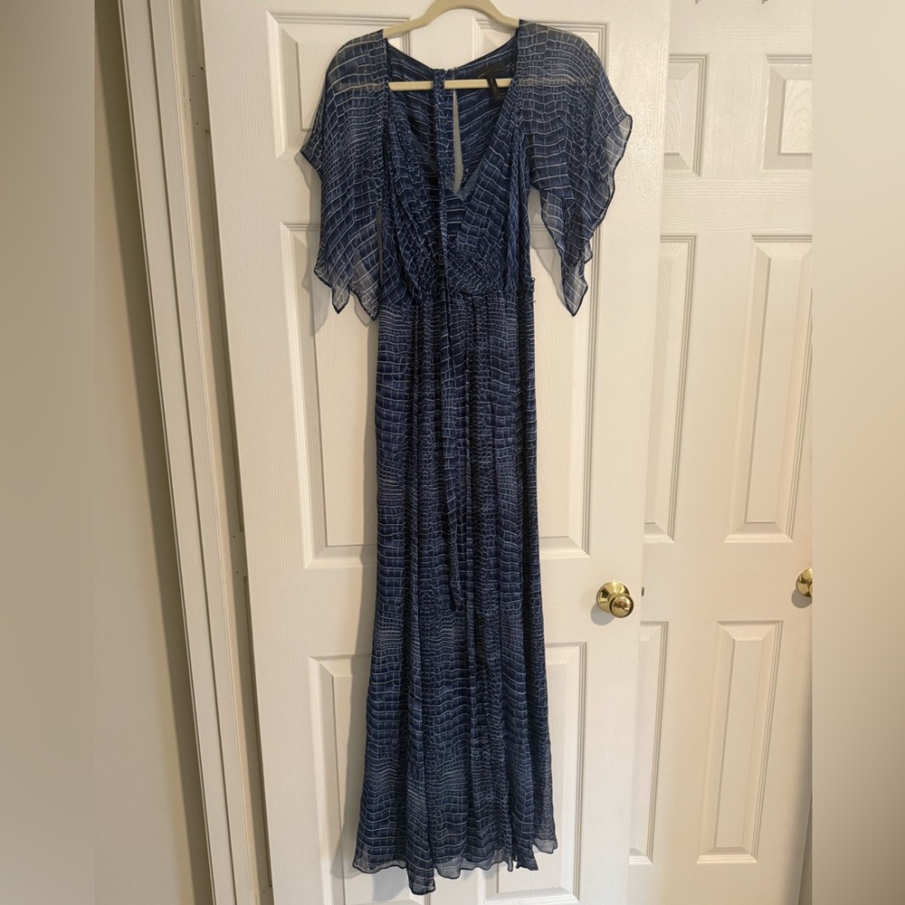 BCBGMaxAzria Blue Textured Maxi Dress